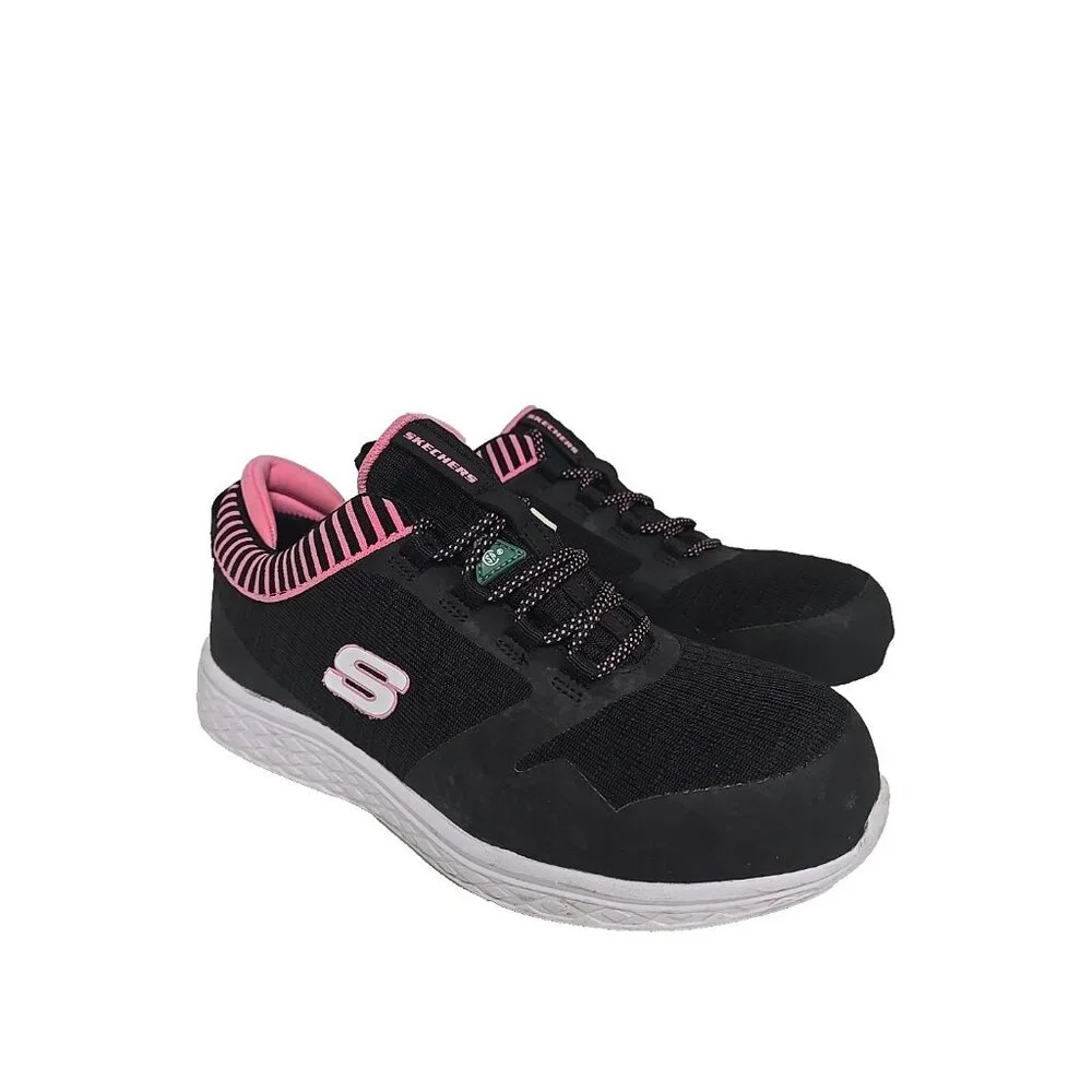 Skechers Women's Aluminum Toe SP Slip Resistant Work Shoes 99996595 Black 9.5M - Picture 1 of 8